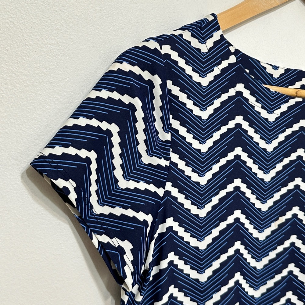 Jude Connally Ella Chevron Dress Womens Small Blue Short Sleeve‎ Resort Preppy - Picture 4 of 8
